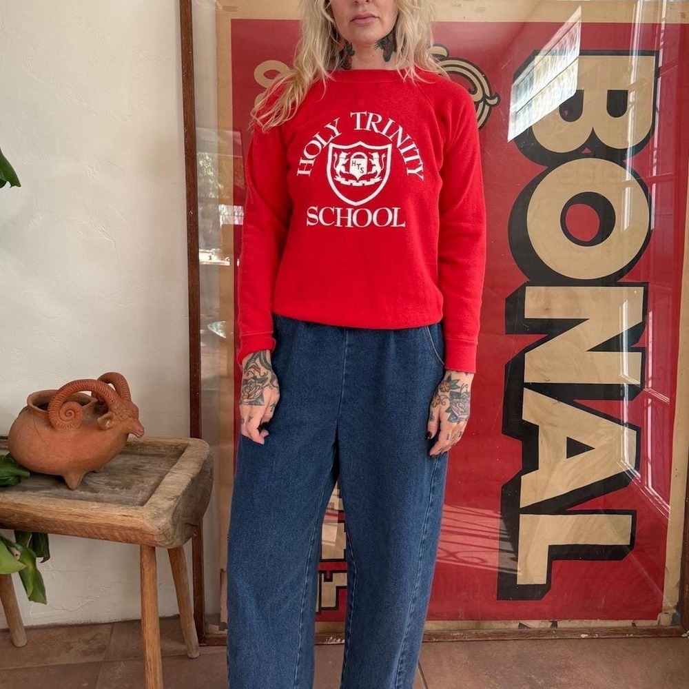 Vintage 1970s Collegiate Pacific Red Crewneck Holy Trinity Sweatshirt - Picture 3 of 6
